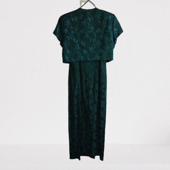 JR Nites by Caliendo 2 pc dress women Plus 14 Green Leaf  Bolero - Picture 11 of 11